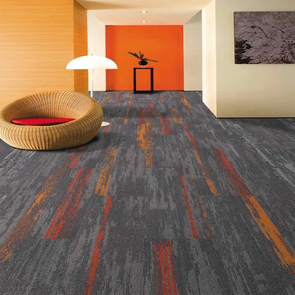 Alfombra modular gris naranja comercial — LiBali Querétaro